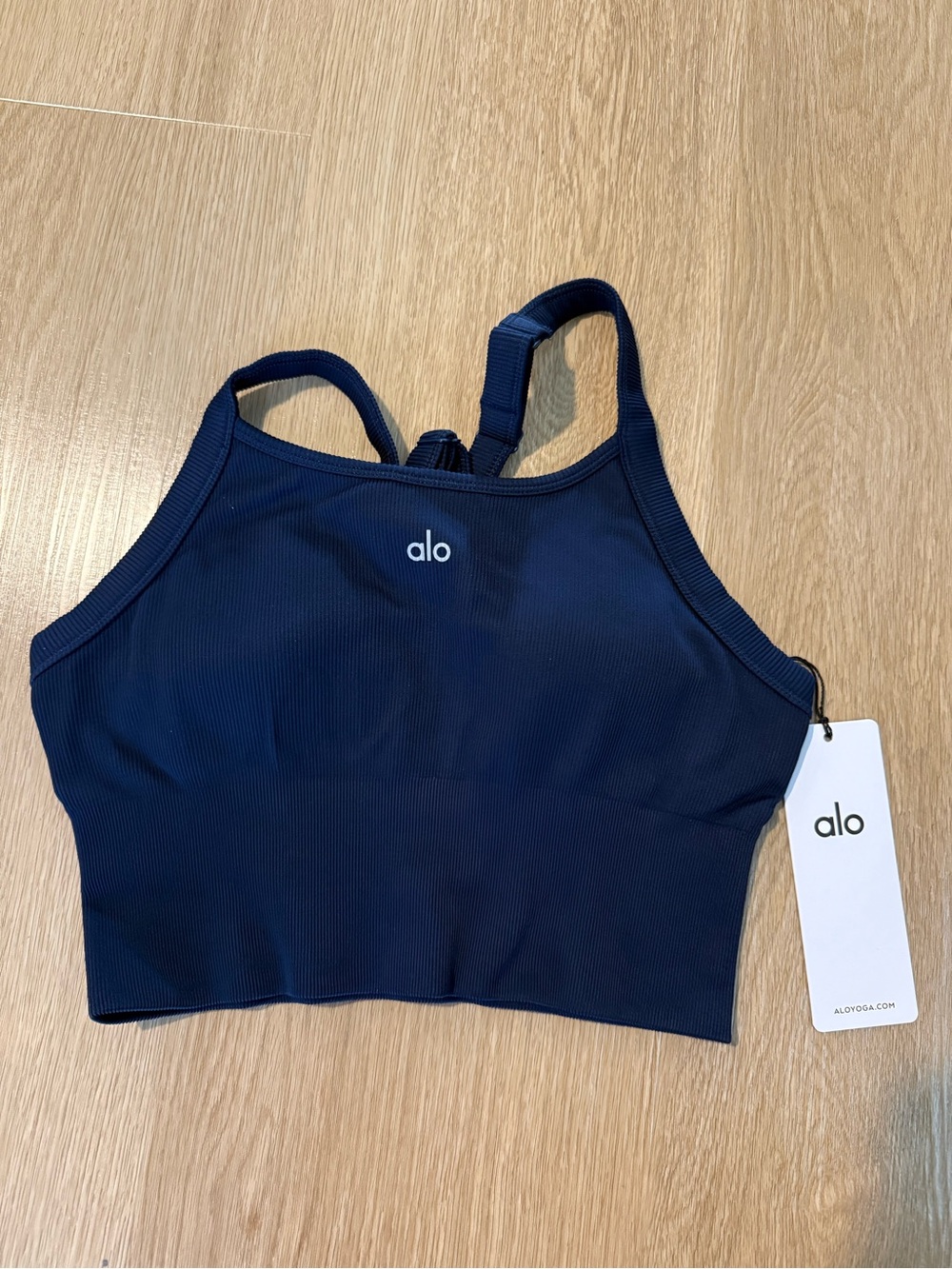 ALO Yoga Navy Seamless Ribbed Favorite Bra Tank